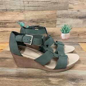 Dr. Scholls Women's Barton Wedge Sandal green snake print size 8